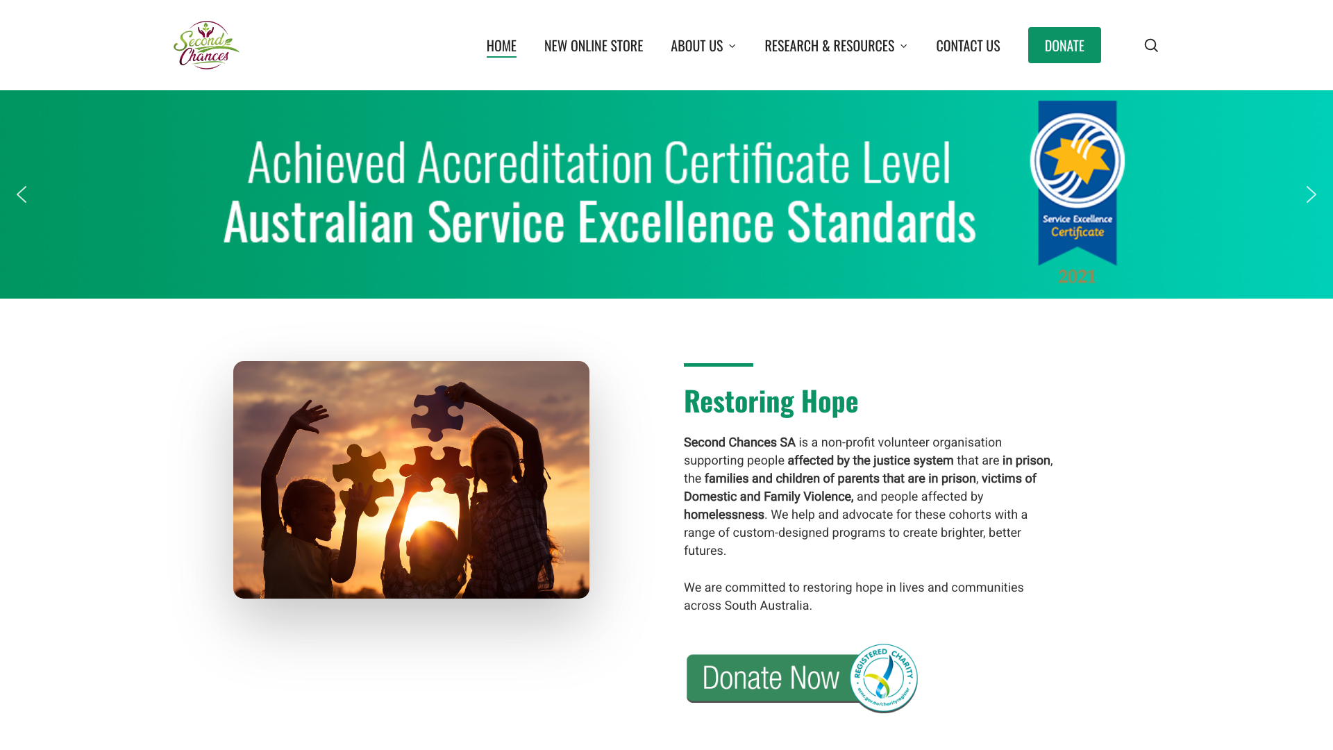 The 16 Best Nonprofit Website Design Examples in Australia 8 Second Chances SA website homepage