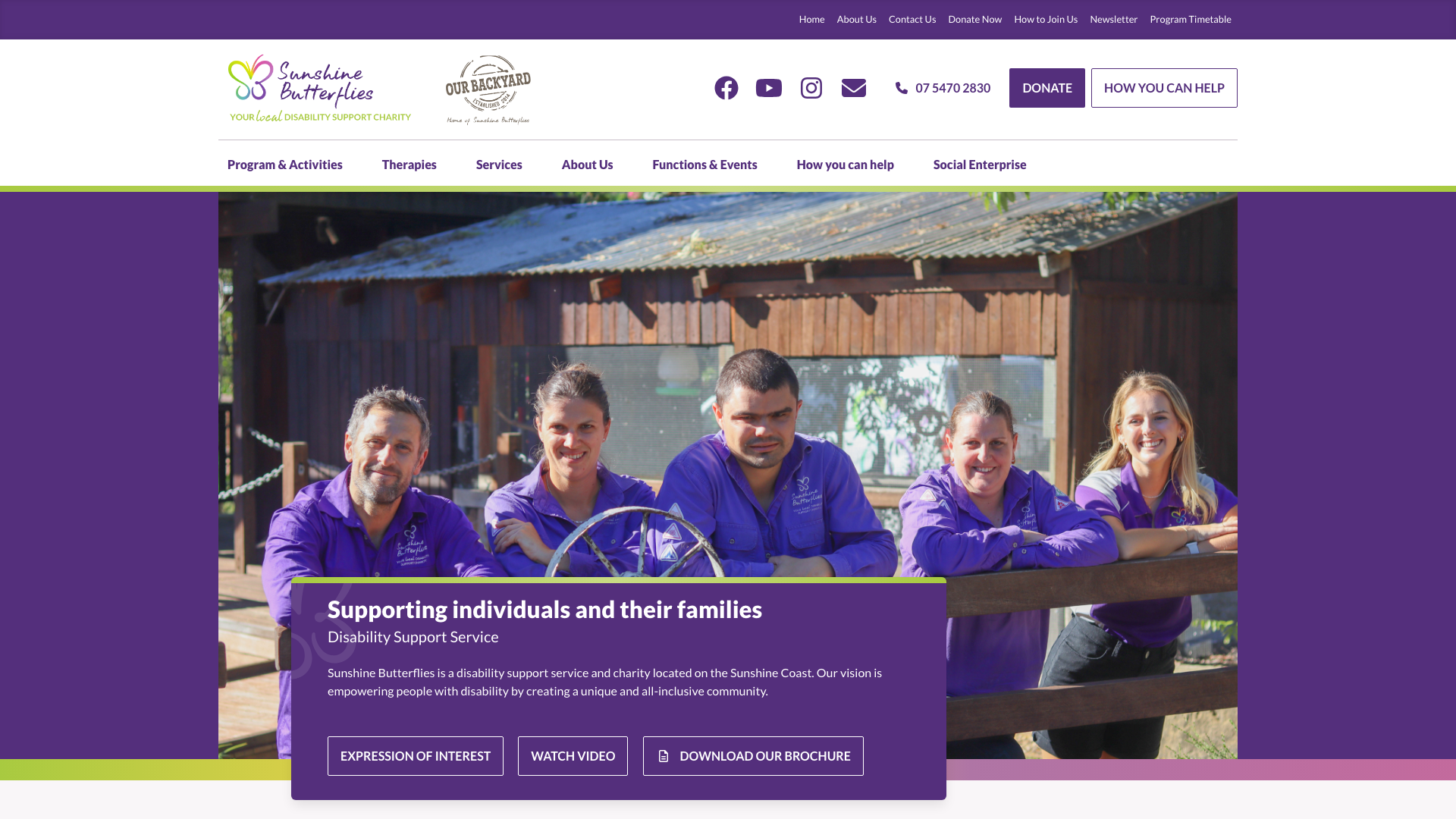 The 16 Best Nonprofit Website Design Examples in Australia 7 Sunshine Butterflies website homepage