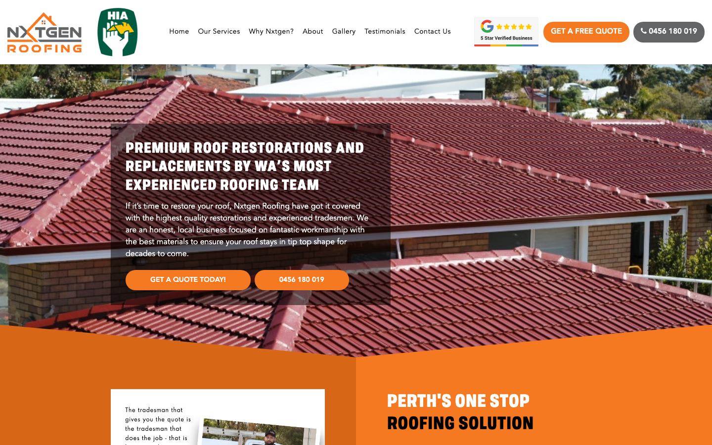 Nxtgen Roofing website homepage