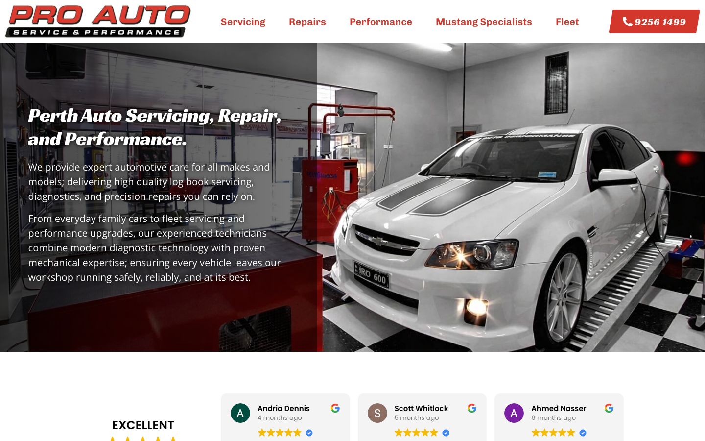 Pro Auto Performance website homepage