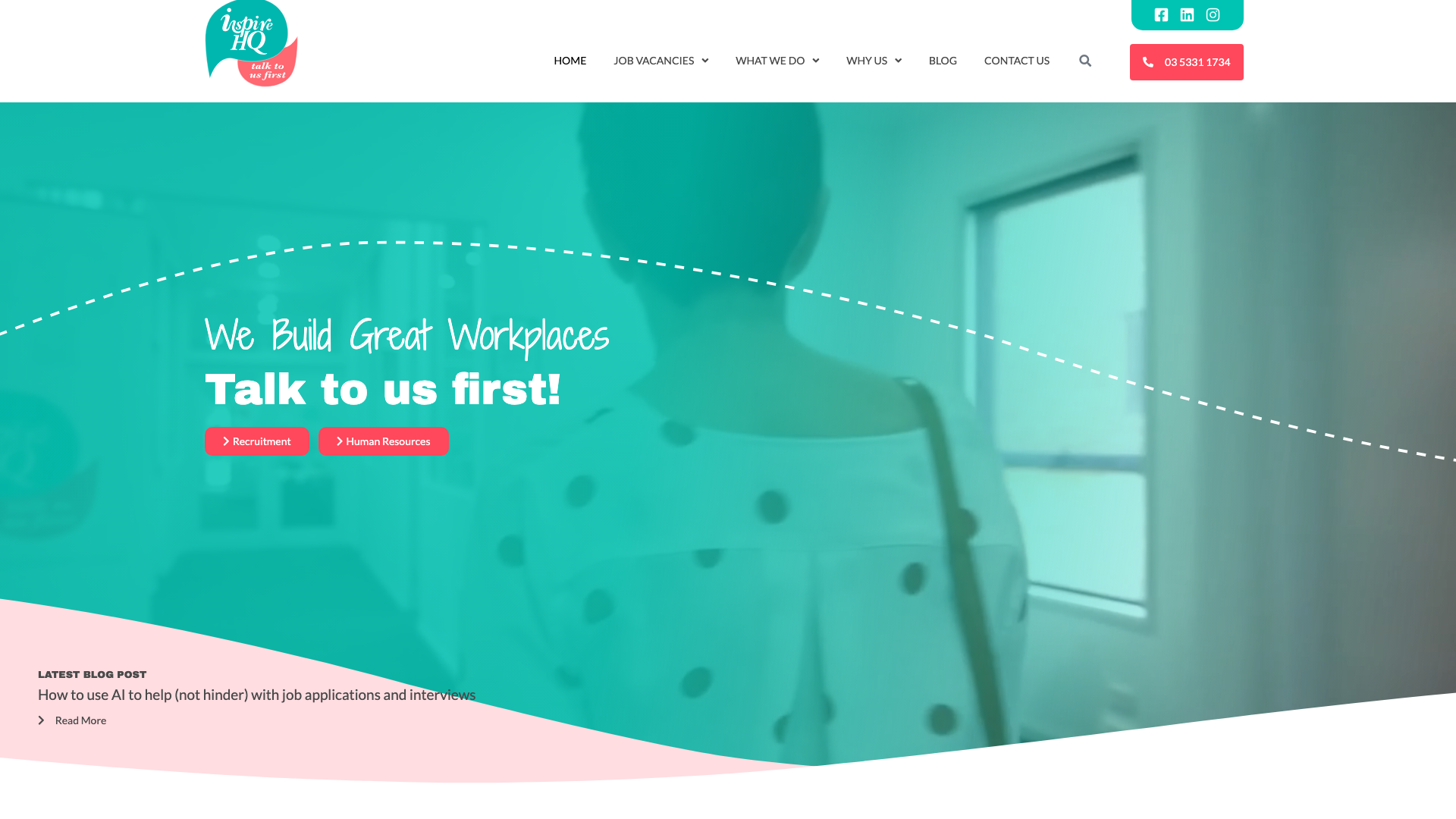 The 17 Best Recruitment Website Design Examples in Australia 15 Inspire HQ website homepage
