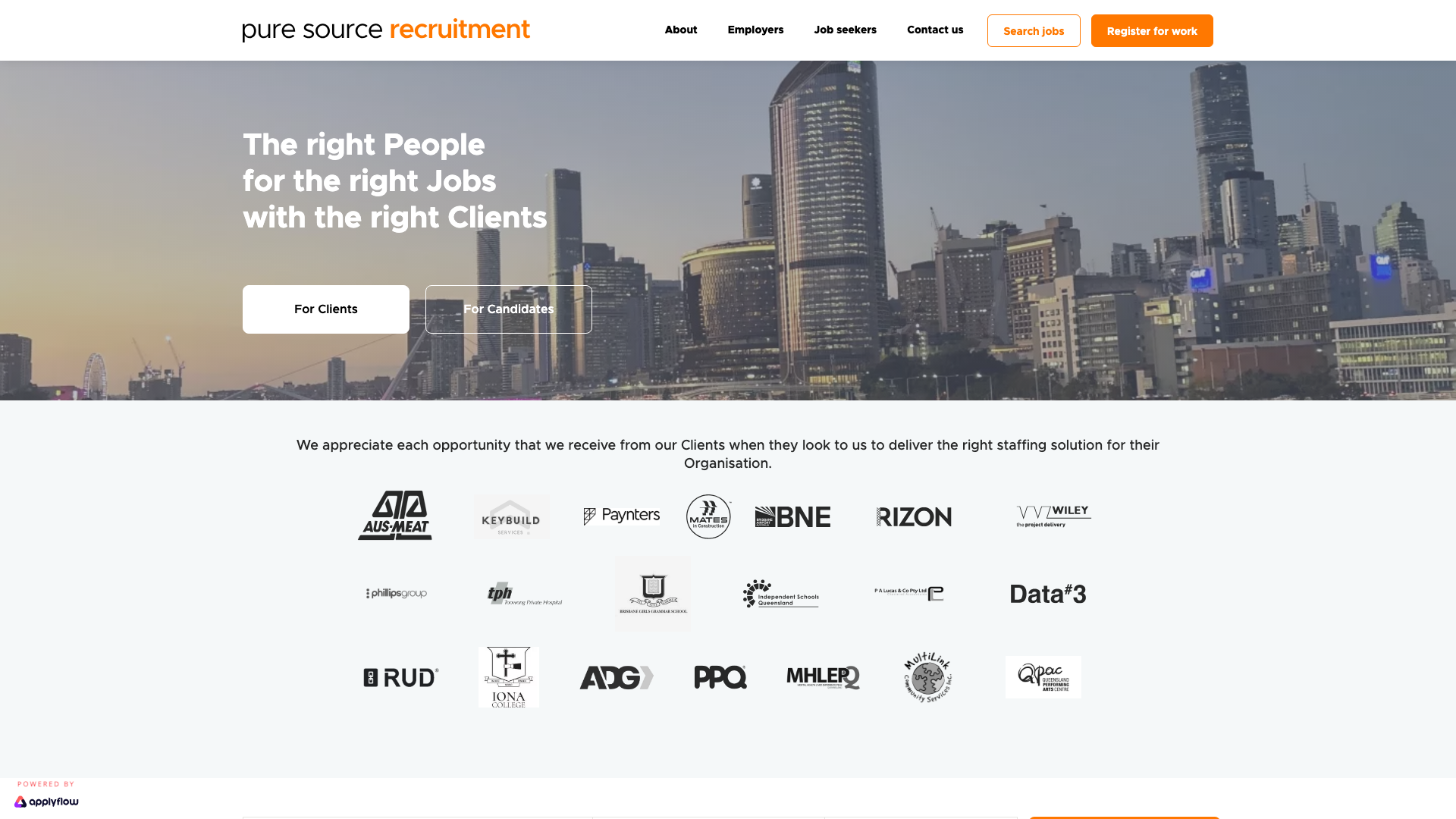 The 17 Best Recruitment Website Design Examples in Australia 8 Pure Source Recruitment website homepage
