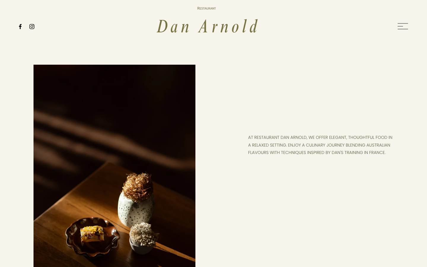 The 16 Best Restaurant Website Design Examples in Australia 3 Restaurant Dan Arnold website homepage