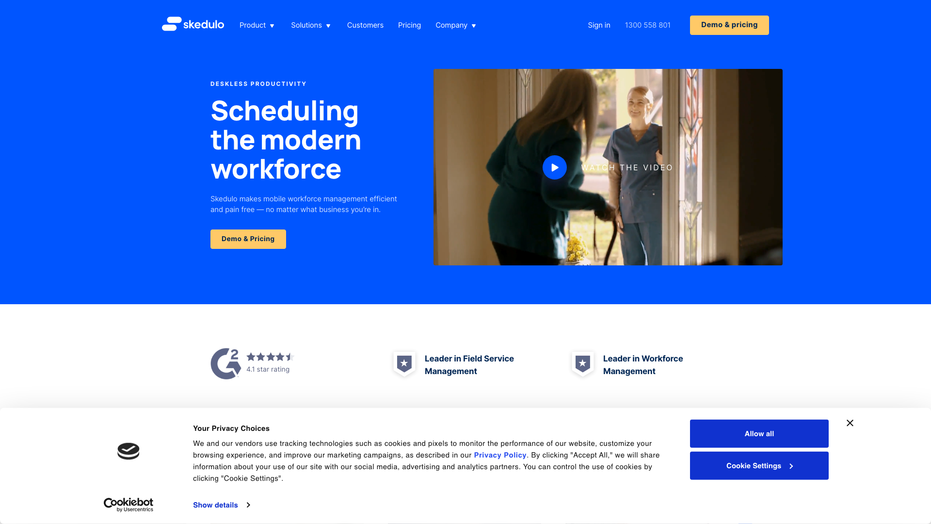 Skedulo website homepage