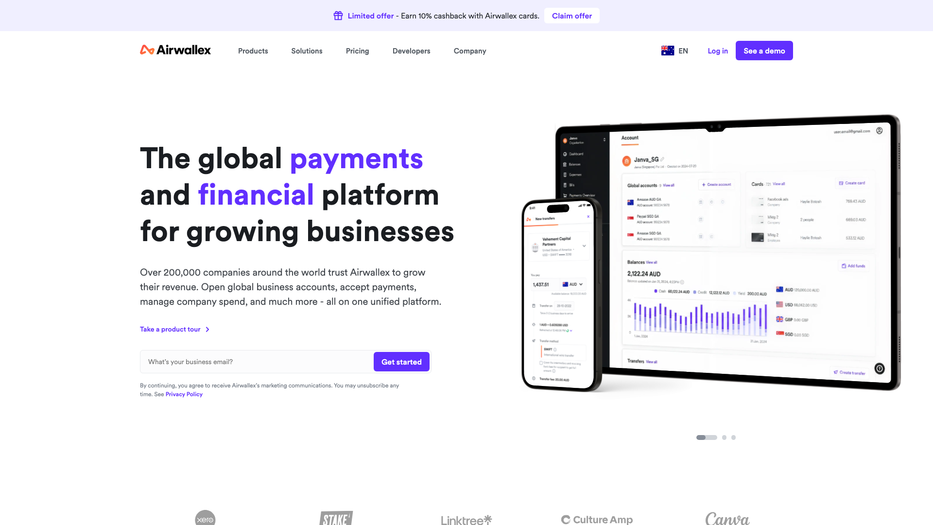 Airwallex website homepage