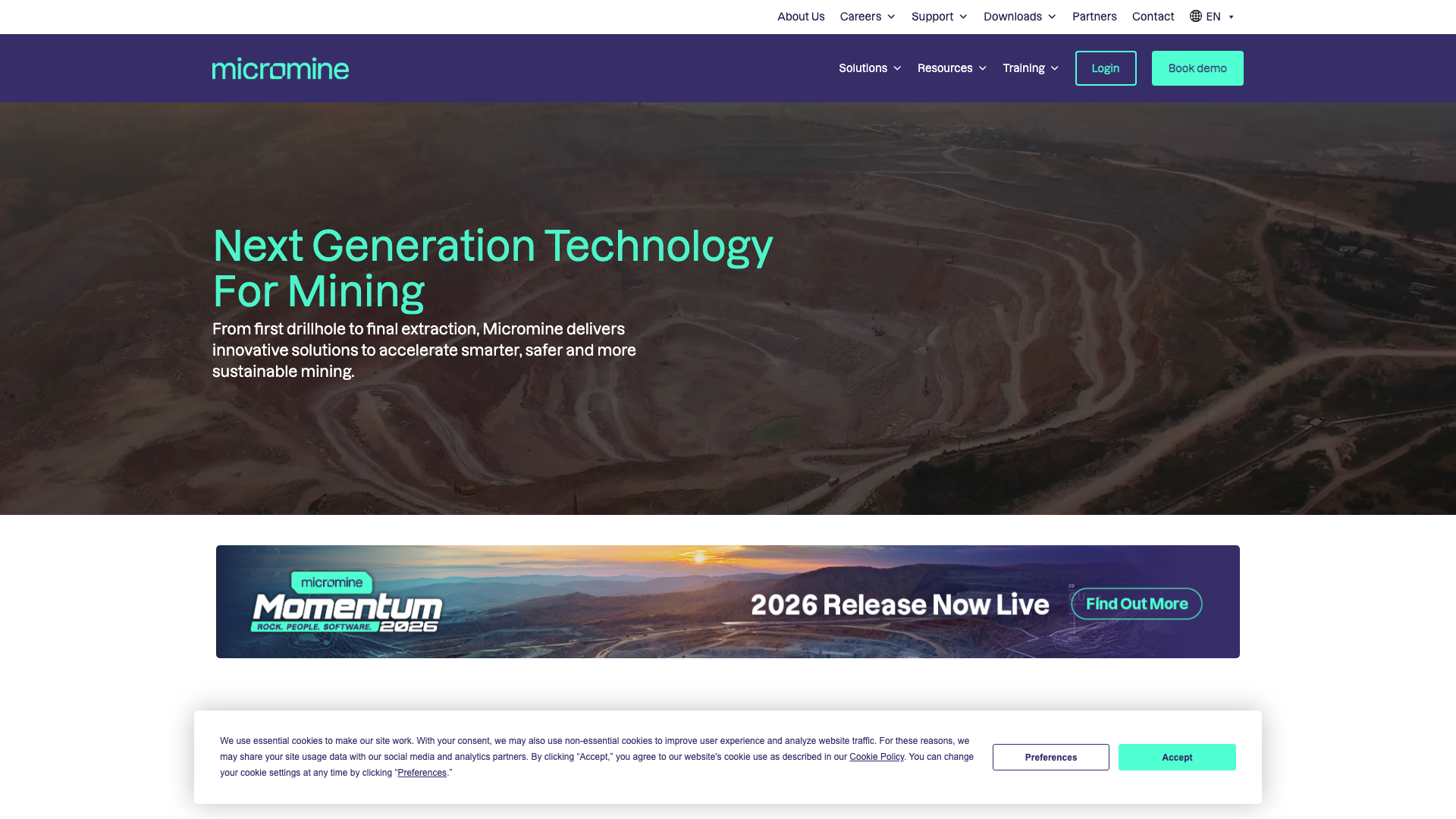 Micromine website homepage