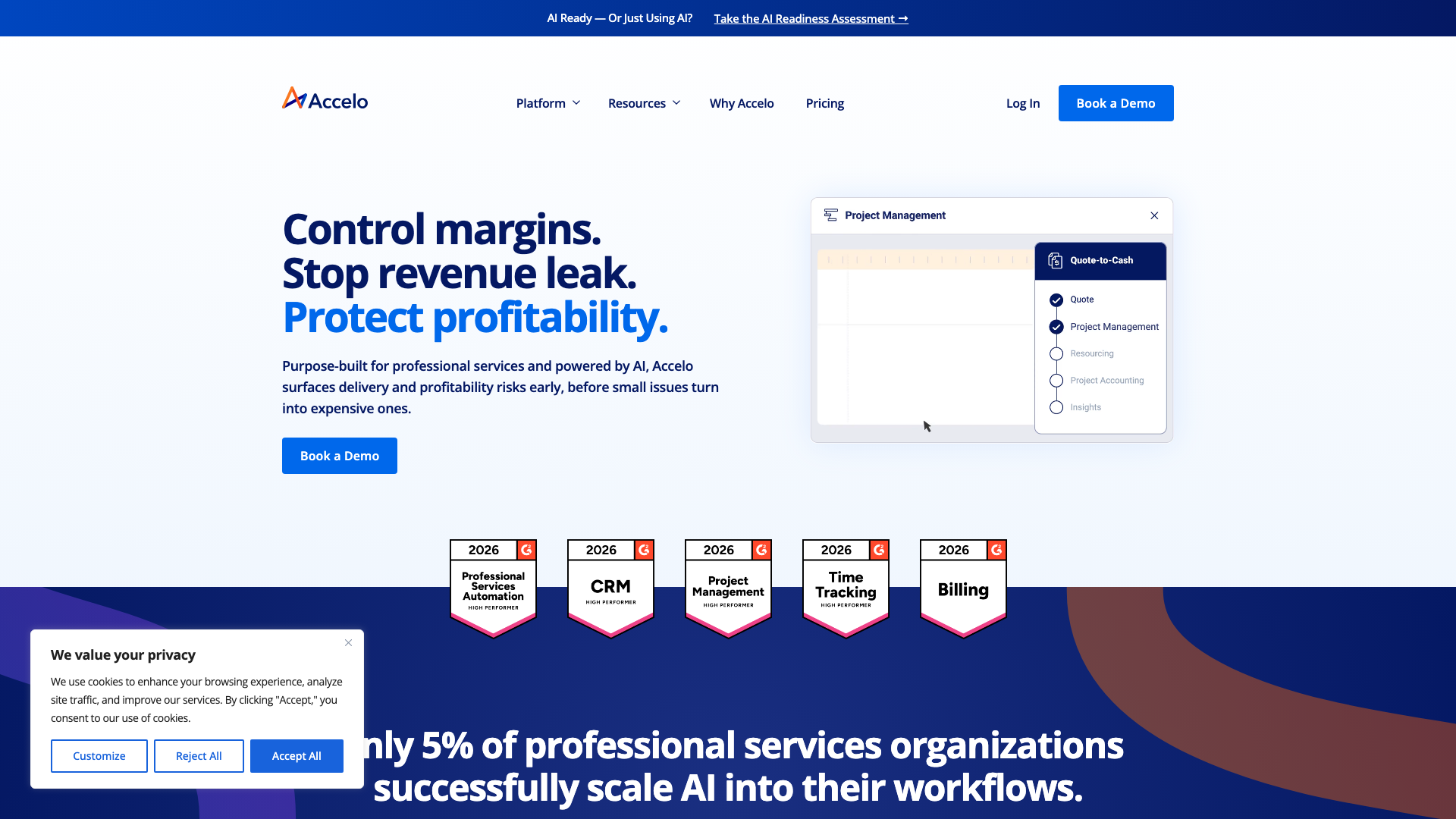 Accelo website homepage