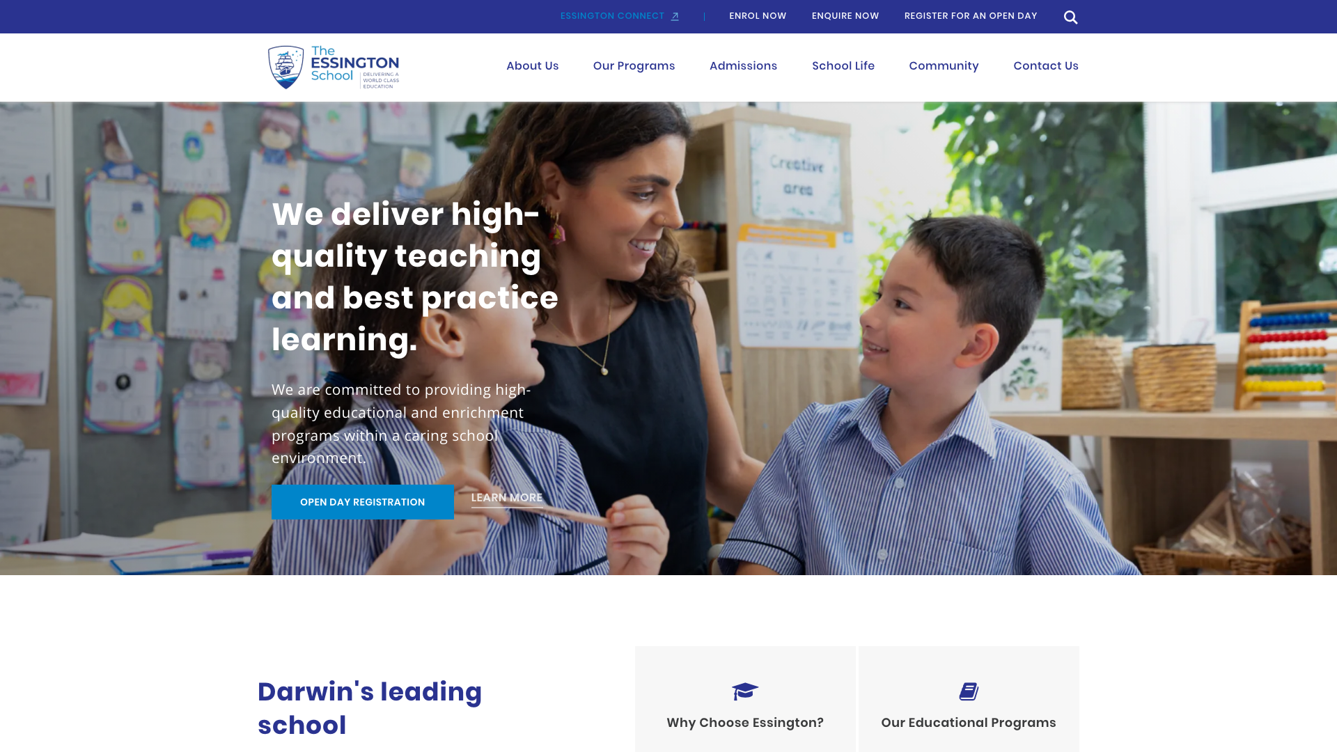 The Essington School website homepage