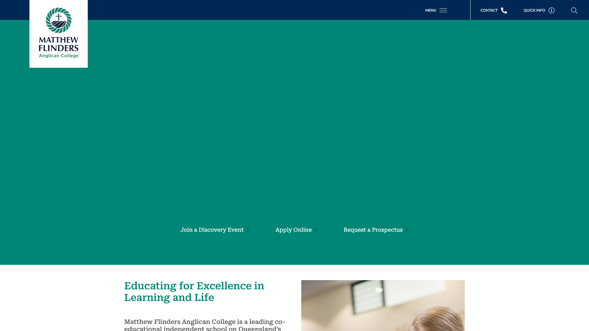 Matthew Flinders Anglican College website homepage