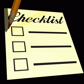 Animated checklist being ticked off