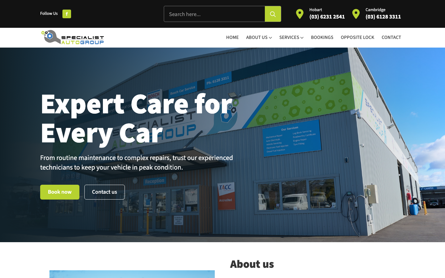 Specialist Auto Group website homepage