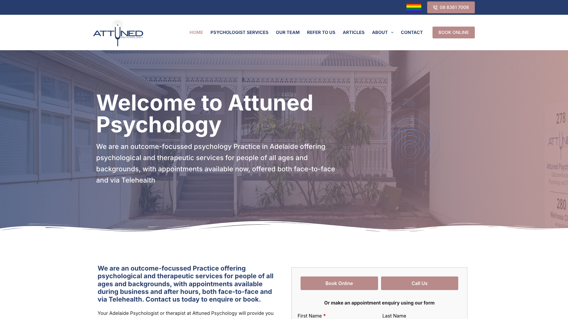 The 17 Best Therapist Website Design Examples in Australia 9 Attuned Psychology website homepage