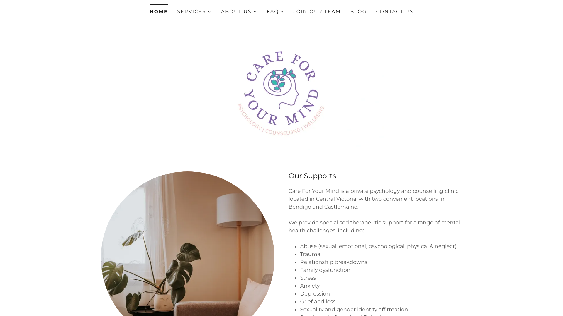 The 17 Best Therapist Website Design Examples in Australia 16 Care For Your Mind website homepage
