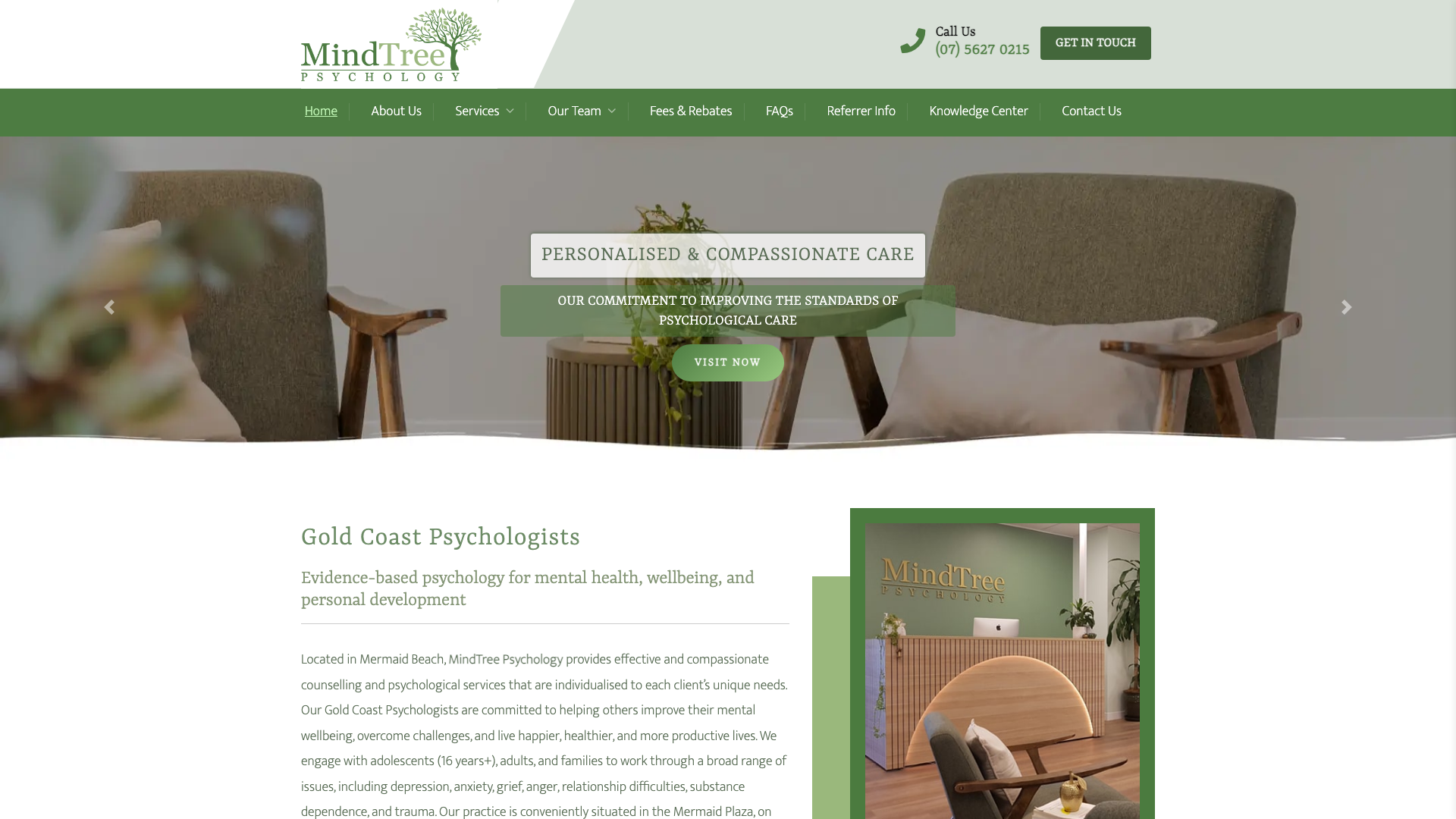 The 17 Best Therapist Website Design Examples in Australia 2 MindTree Psychology website homepage