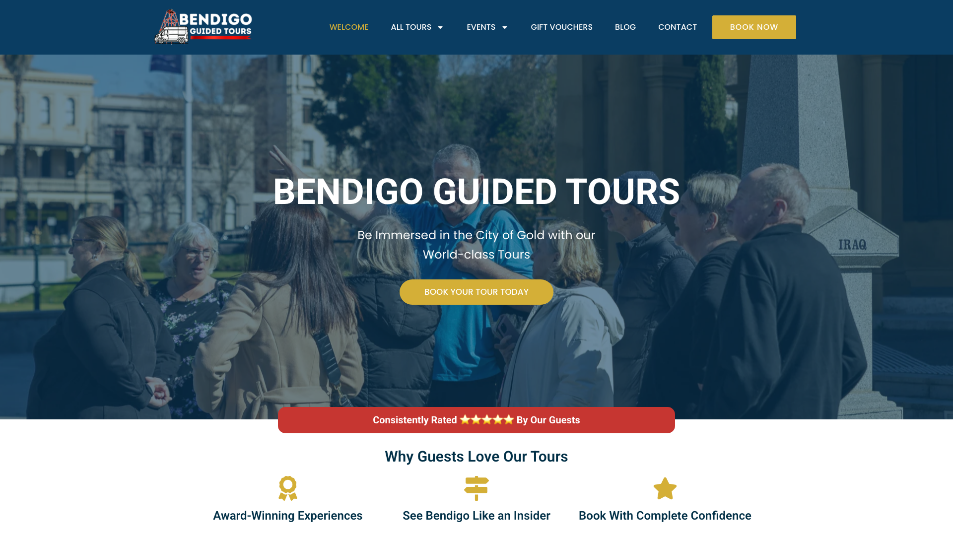 Bendigo Guided Tours website homepage