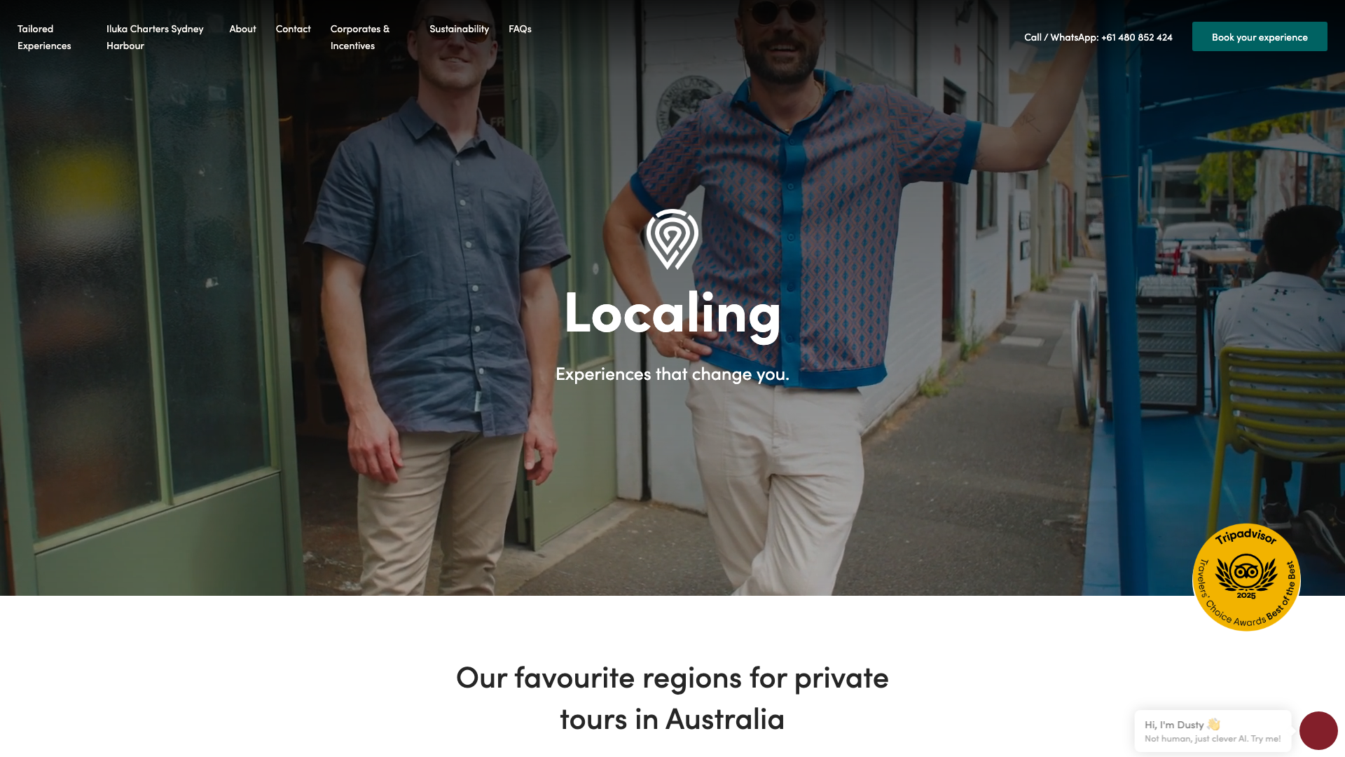 Localing Tours website homepage