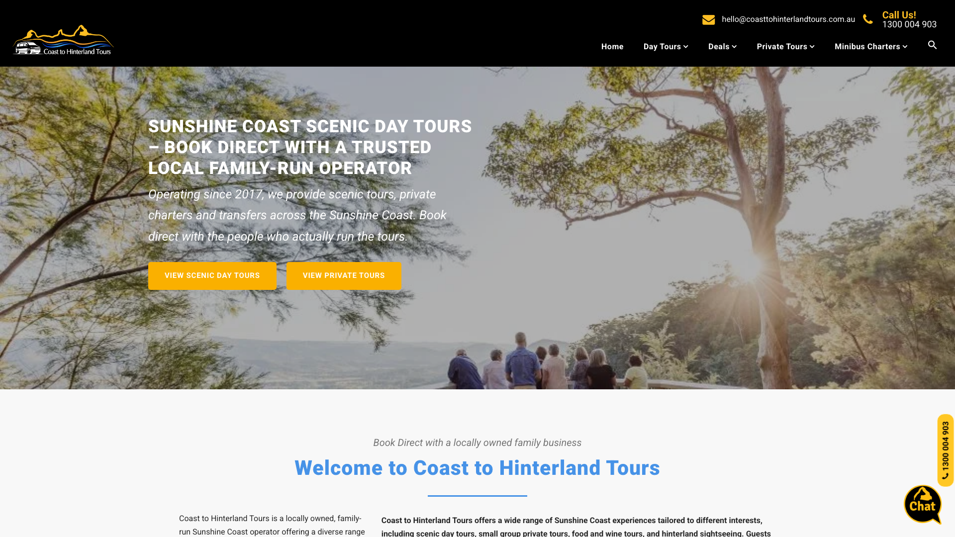 Coast to Hinterland Tours website homepage