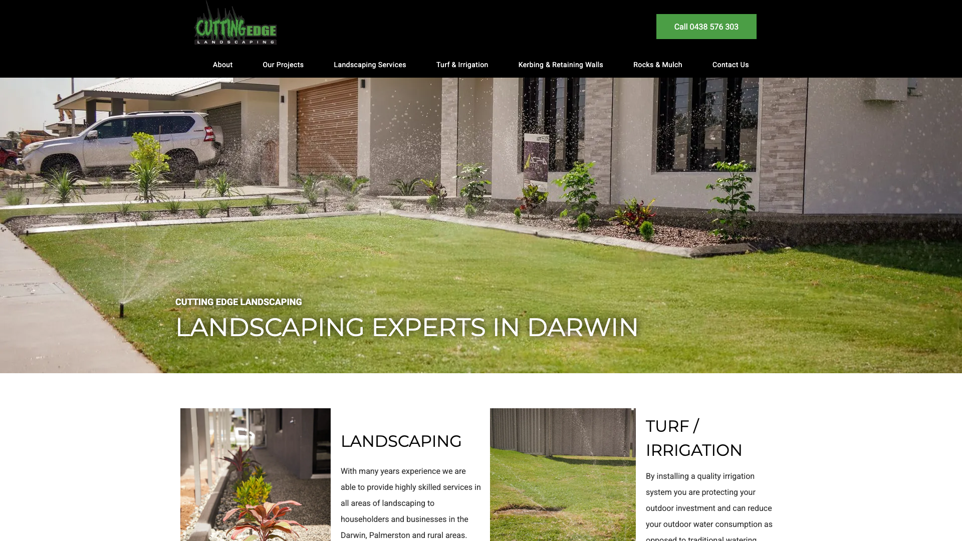 Cutting Edge Landscaping website homepage