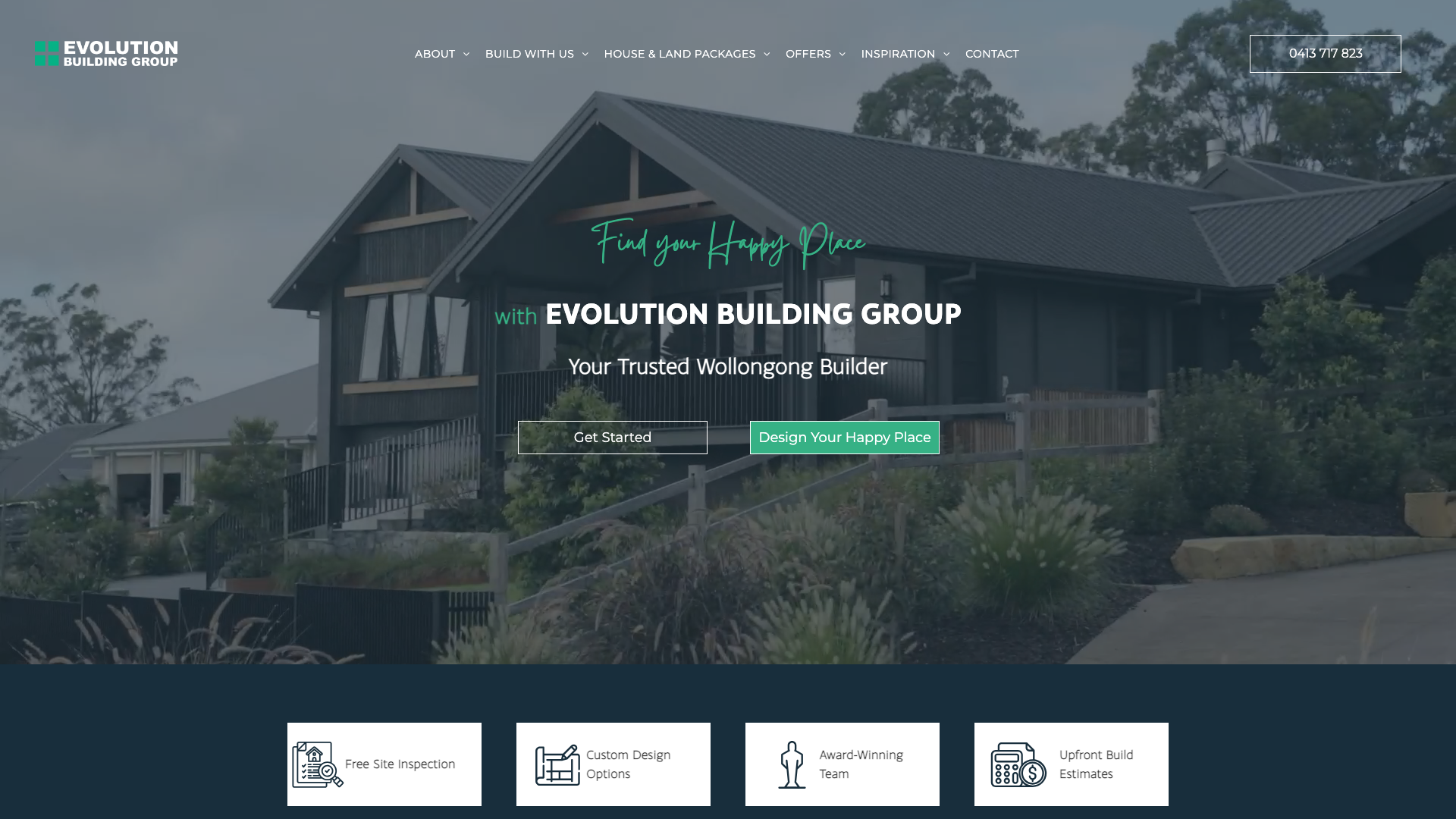 Evolution Building Group website homepage