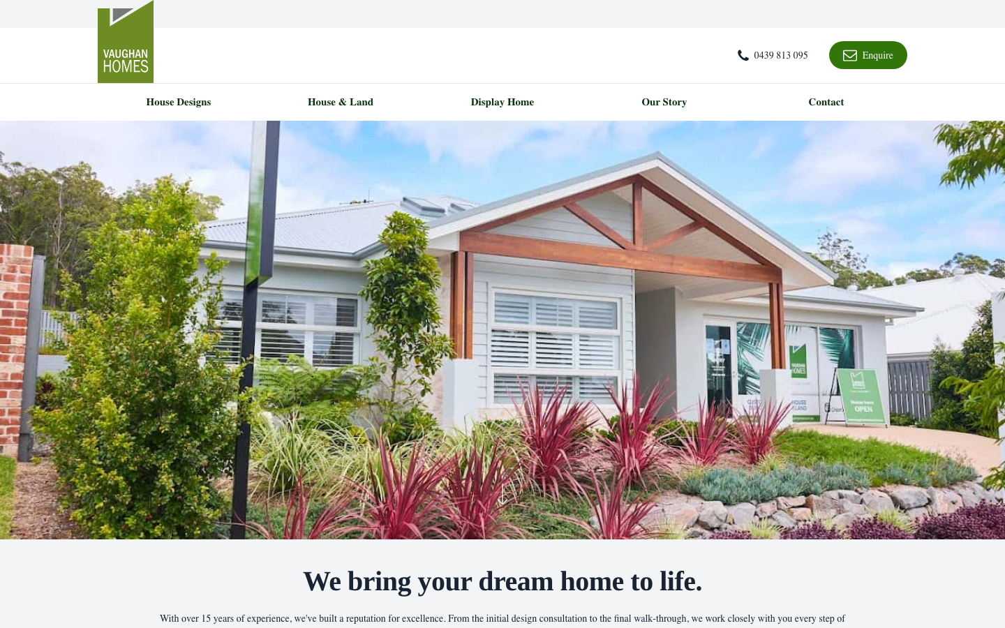 The 17 Best Construction Website Design Examples in Australia 5 Vaughan Homes website homepage