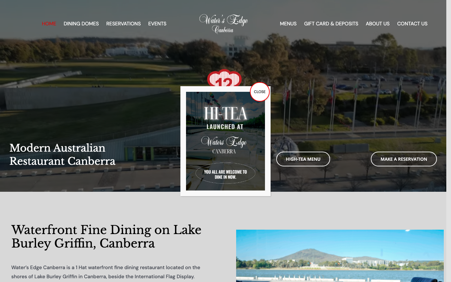 The 16 Best Restaurant Website Design Examples in Australia 7 Water's Edge website homepage