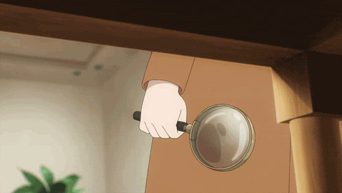 Detective searching with magnifying glass