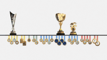 A golden trophy being presented