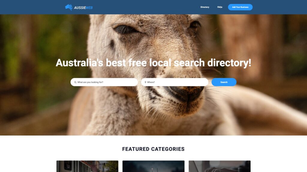 AussieWeb business directory homepage