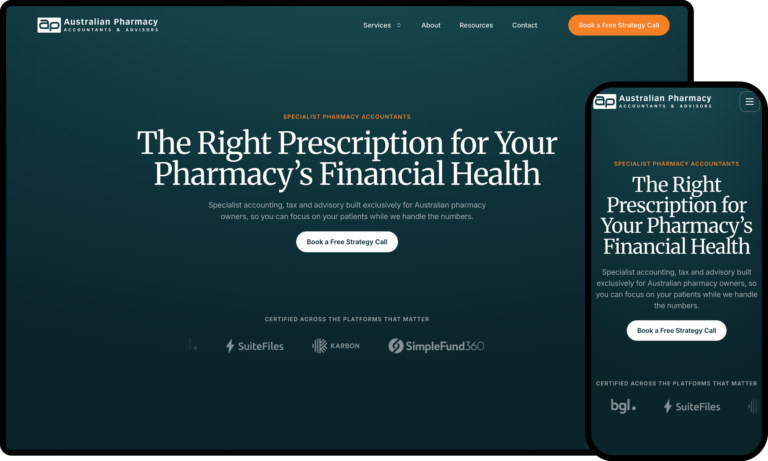 Business Website Design for Australian Pharmacy Accountants & Advisors