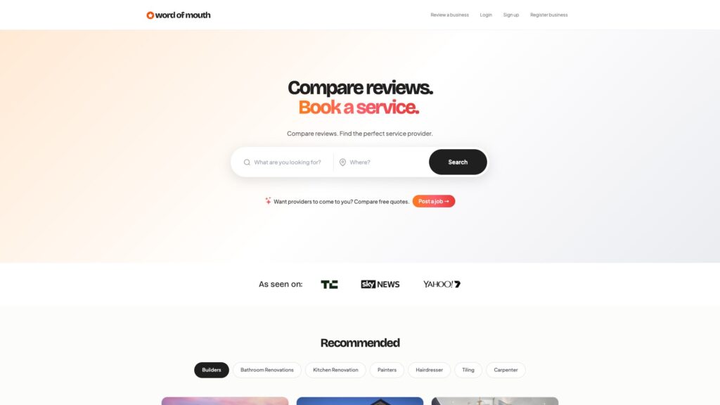 Word of Mouth business directory homepage