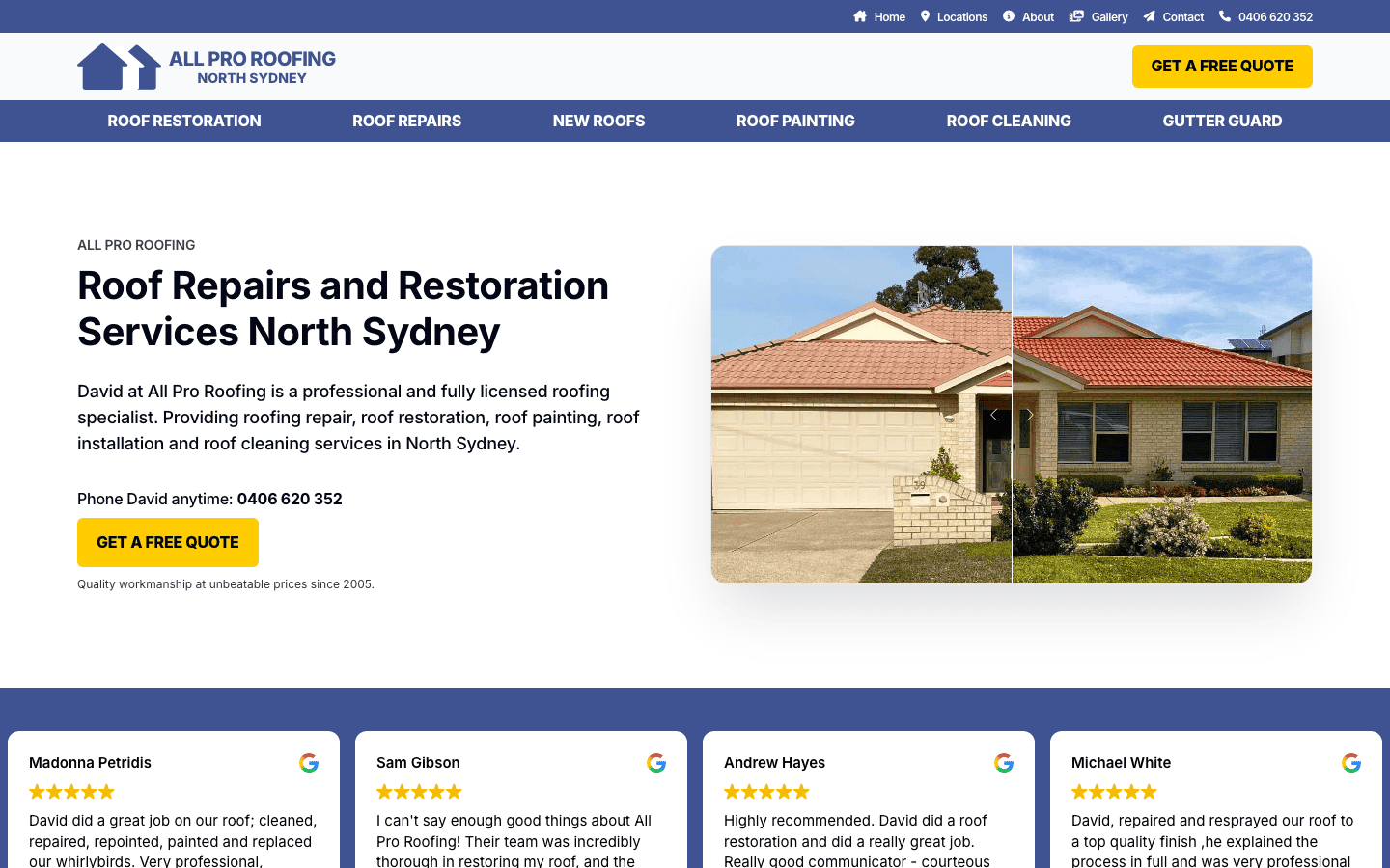 Professional roof repair and restoration services in North Sydney by All Pro Roofing, including roof repairs, new roofs, roof painting, and cleaning.