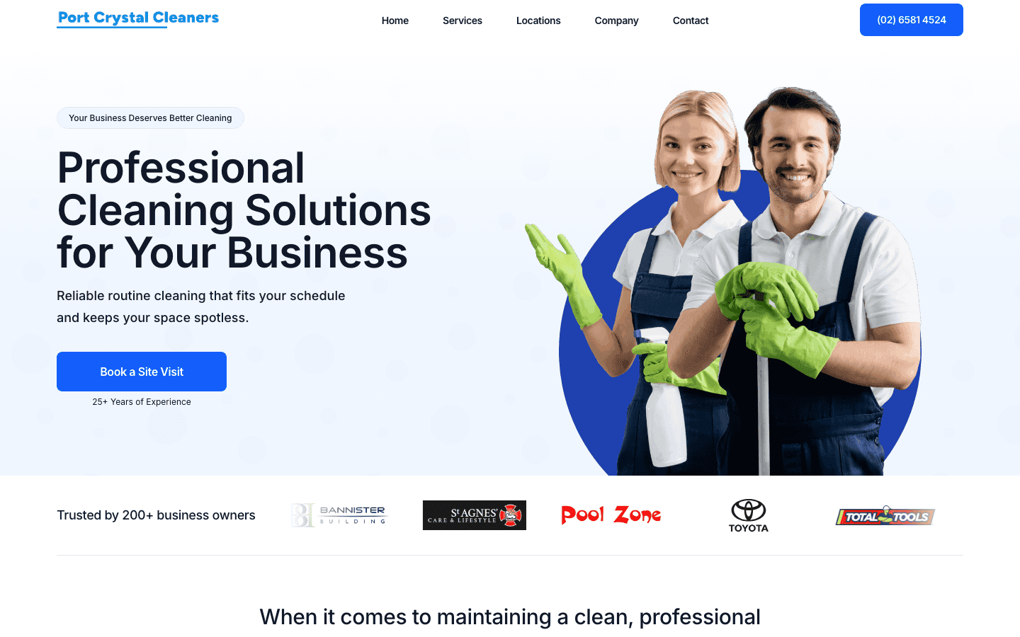 Port Crystal Cleaners website homepage