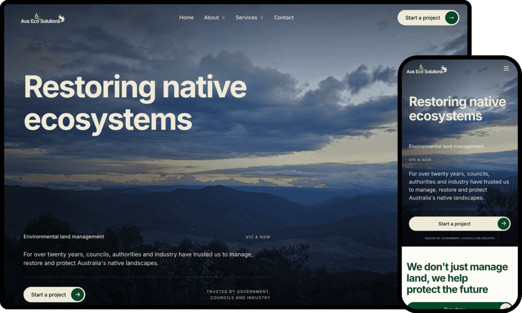 Restoring native ecosystems in Australia with environmental land management by Aus Eco Solutions.